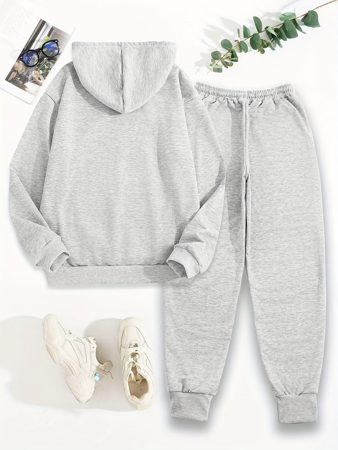 Casual cotton sweater & jogging pants with hood for women | Ideal for autumn/winter