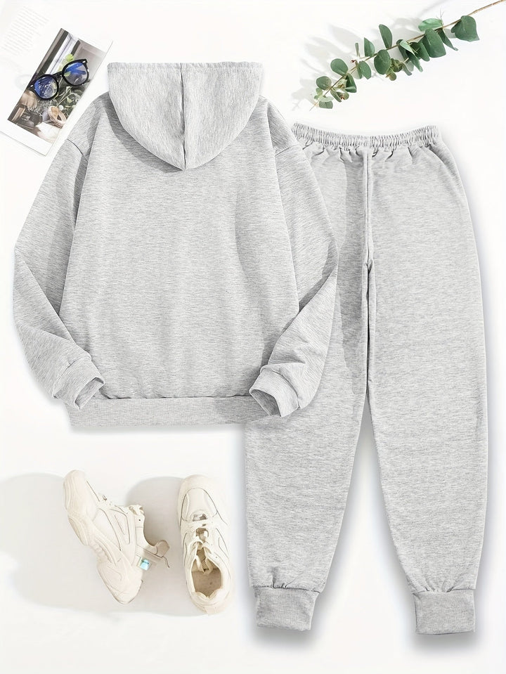 Casual cotton sweater & jogging pants with hood for women | Ideal for autumn/winter