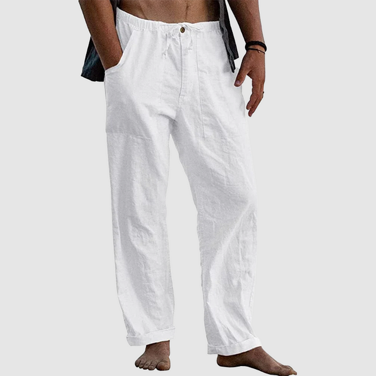 Casper - Pantalons de plage en lin pour hommes, coupe décontractée