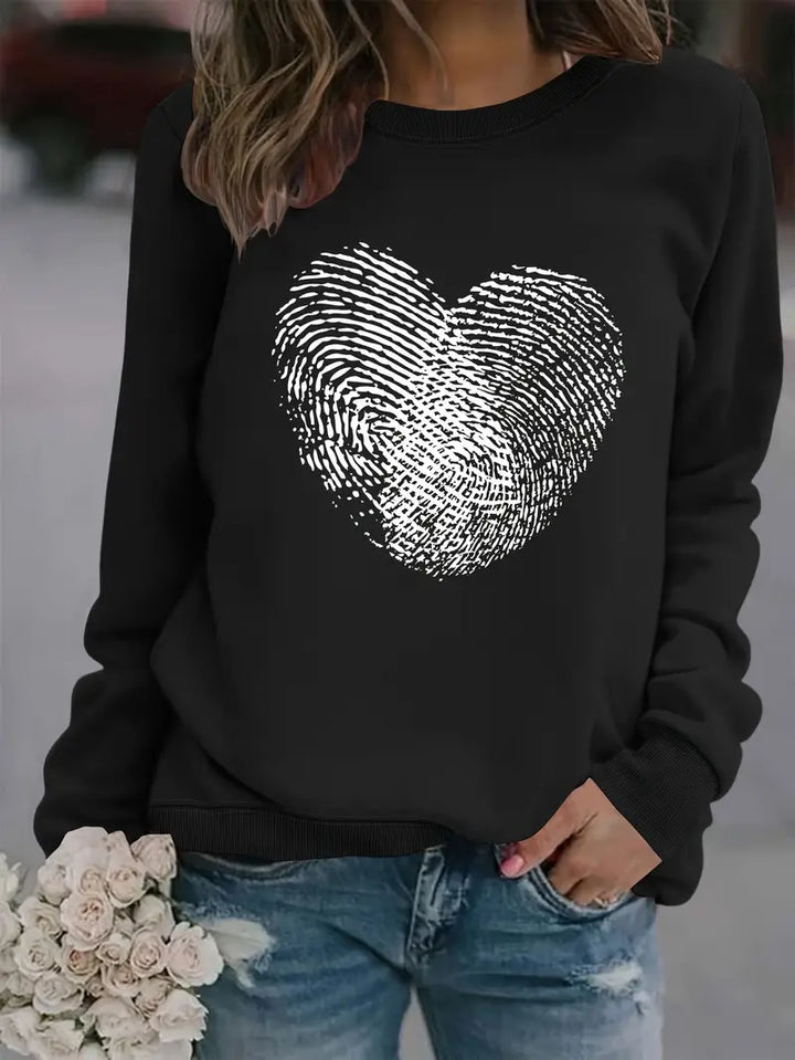Maglione girocollo cuore con impronta digitale