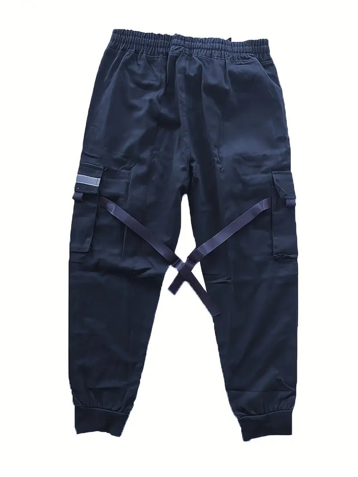 Herren Cargohose mit Taschen & Kordelzug – Streetwear Jogger Pants im Techwear-Stil – Lockere Freizeithose mit Bündchen für Alltag & Urban Look