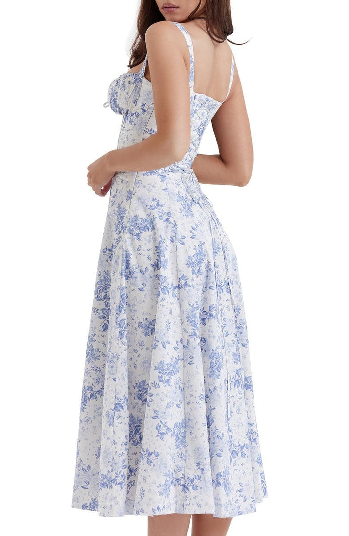 Floral Bustier Midriff Taille Shaper Kleid