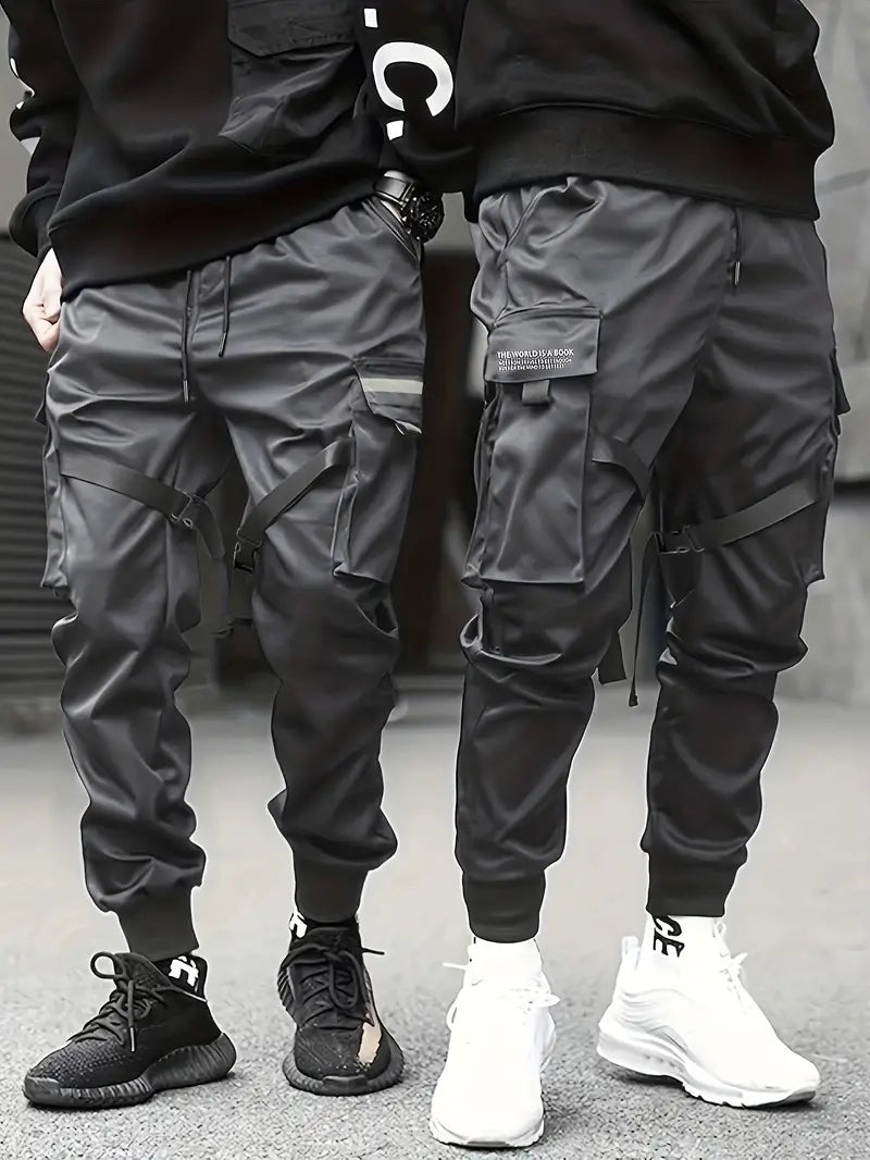 Herren Cargohose mit Taschen & Kordelzug – Streetwear Jogger Pants im Techwear-Stil – Lockere Freizeithose mit Bündchen für Alltag & Urban Look