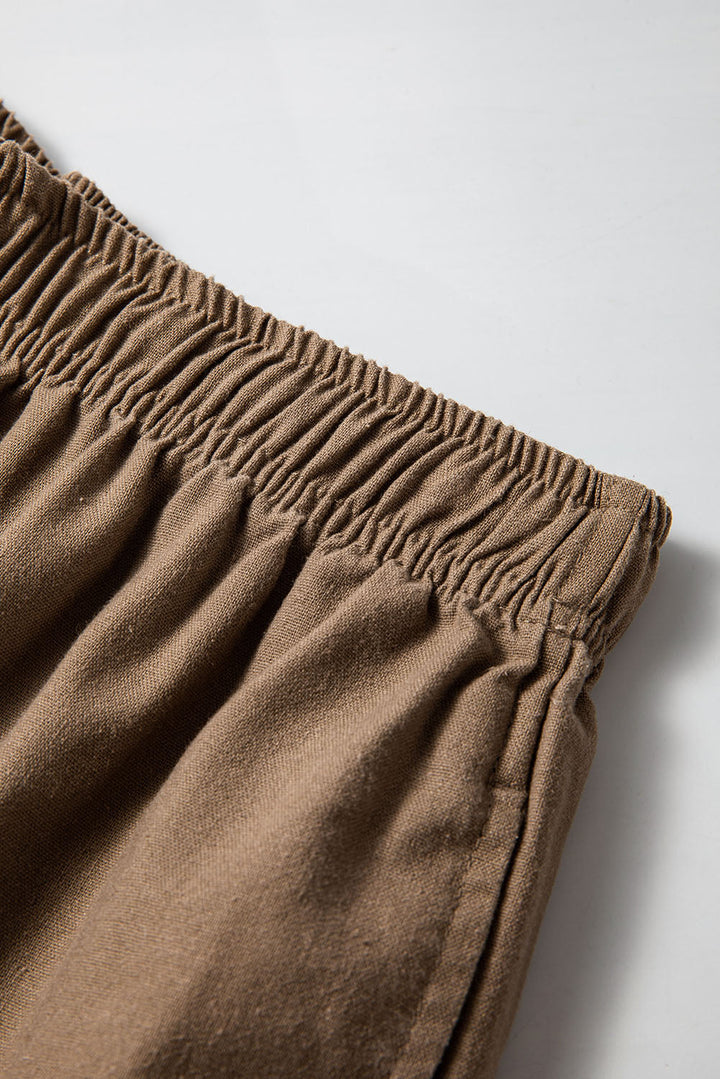 Desert Palm Baumwoll Leinen Weitbein Hose Für Frauen