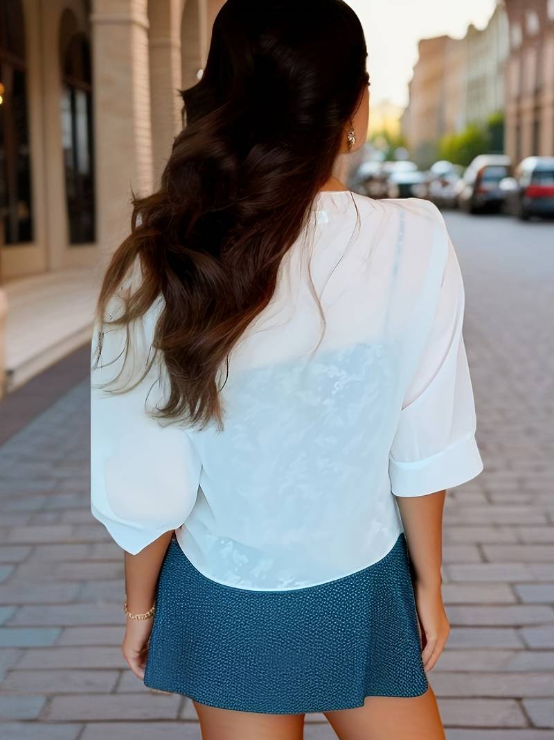 Bolero in chiffon da donna con nodo a fiocco – giacca corta trasparente per abiti da sera e outfit estivi