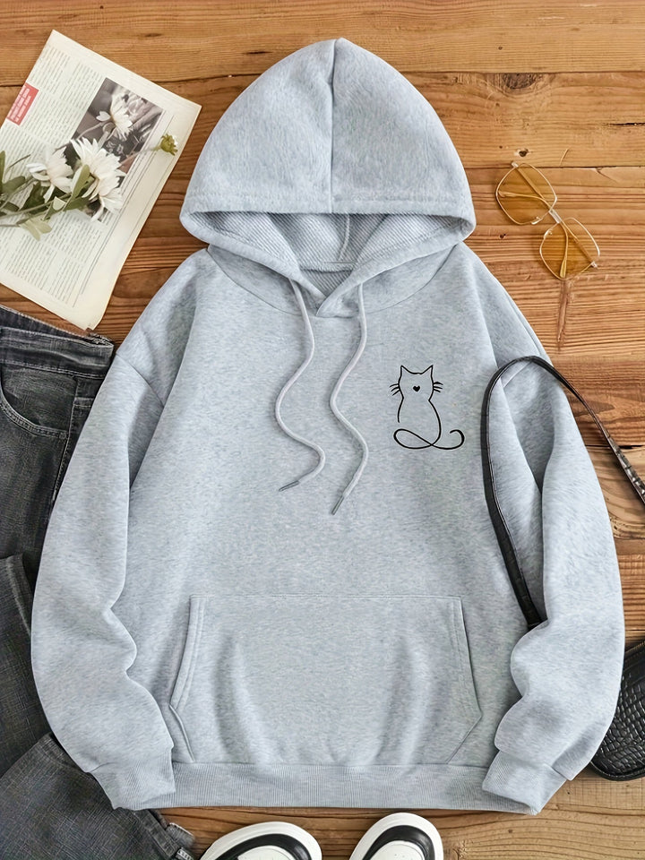 Stilvoller Sweat-Pullover-Hoodie mit Katzenprint für Women | Perfekt für lässige Tage
