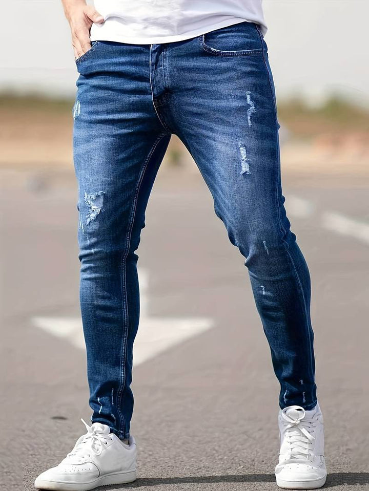 Herren Skinny Fit Jeans mit Rissen – Stretch Denim Hose für Alltag & Streetwear Style