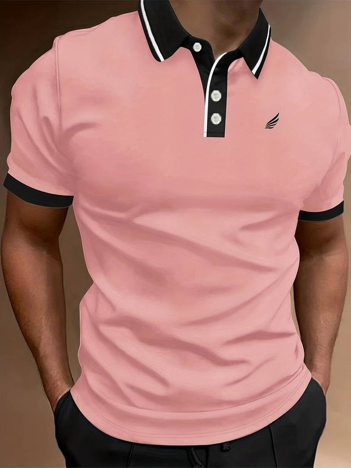 Polo homme avec col contrasté et broderie logo – Polo manches courtes pour loisirs, business casual et tenues d'été