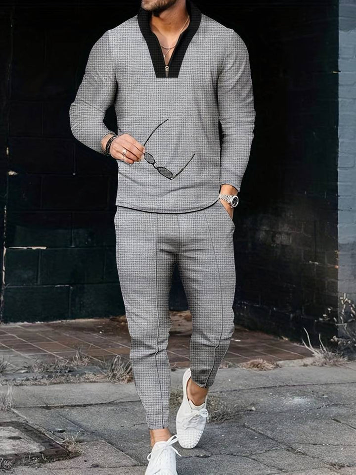 Ensemble pour homme en deux pièces – Ensemble de loisirs et survêtement d'entraînement à col montant à la mode