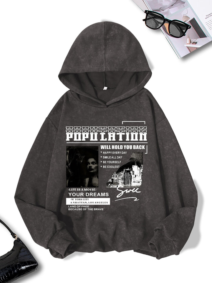 Lässiger Vintage-grauer Pullover-Hoodie mit Kapuze für Women | Perfekt für Freizeit