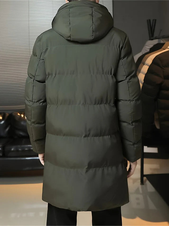 Manteau d'hiver long pour homme avec capuche – Parka coupe-vent, doublée pour les jours froids