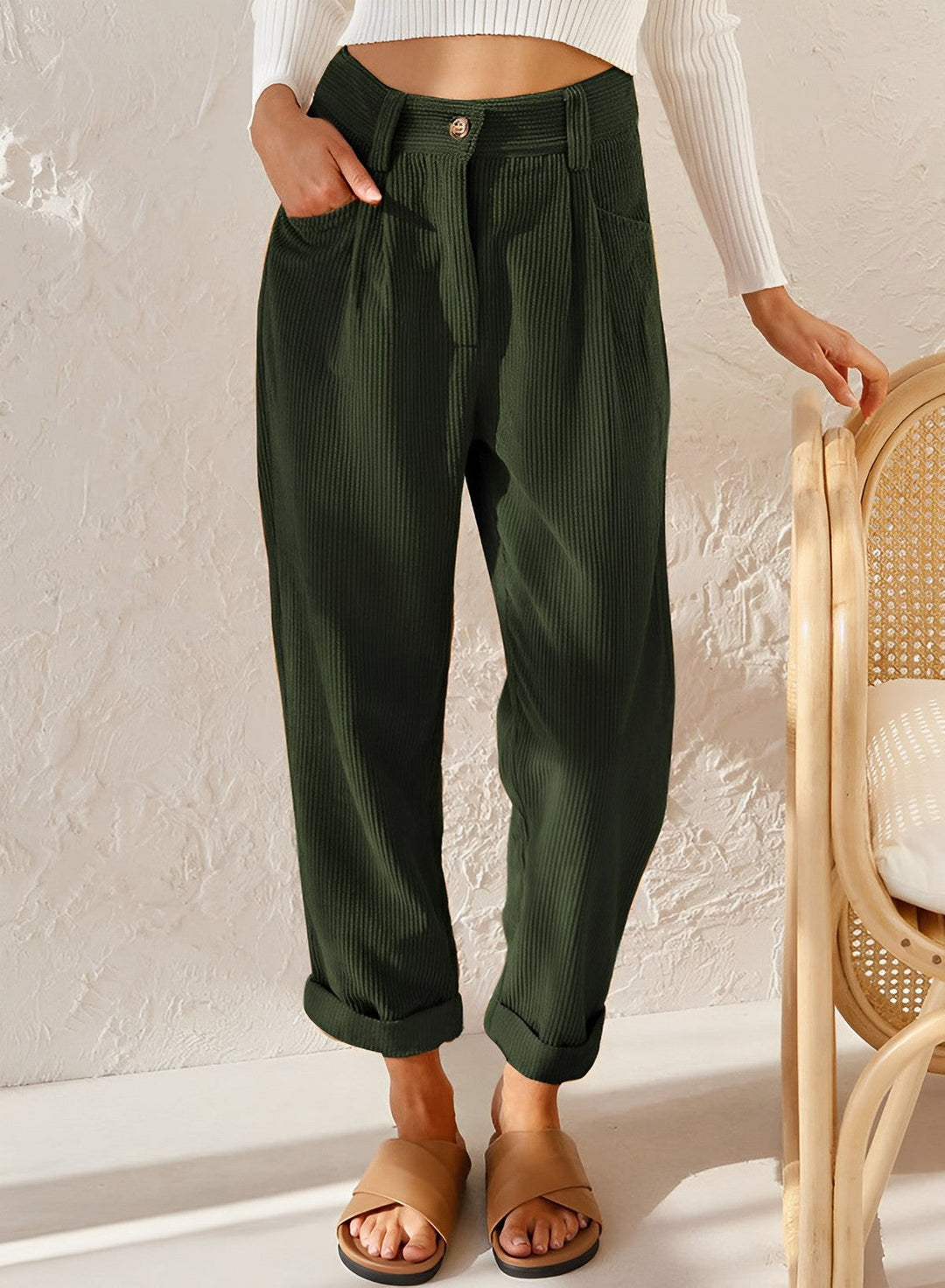 JANA - Pantalon en velours côtelé à la mode