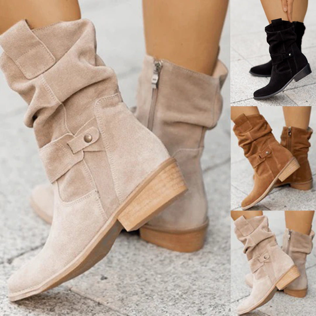 Women's ankle boots with slip-on design – Fashionable boots with flat heel for autumn & winter outfits