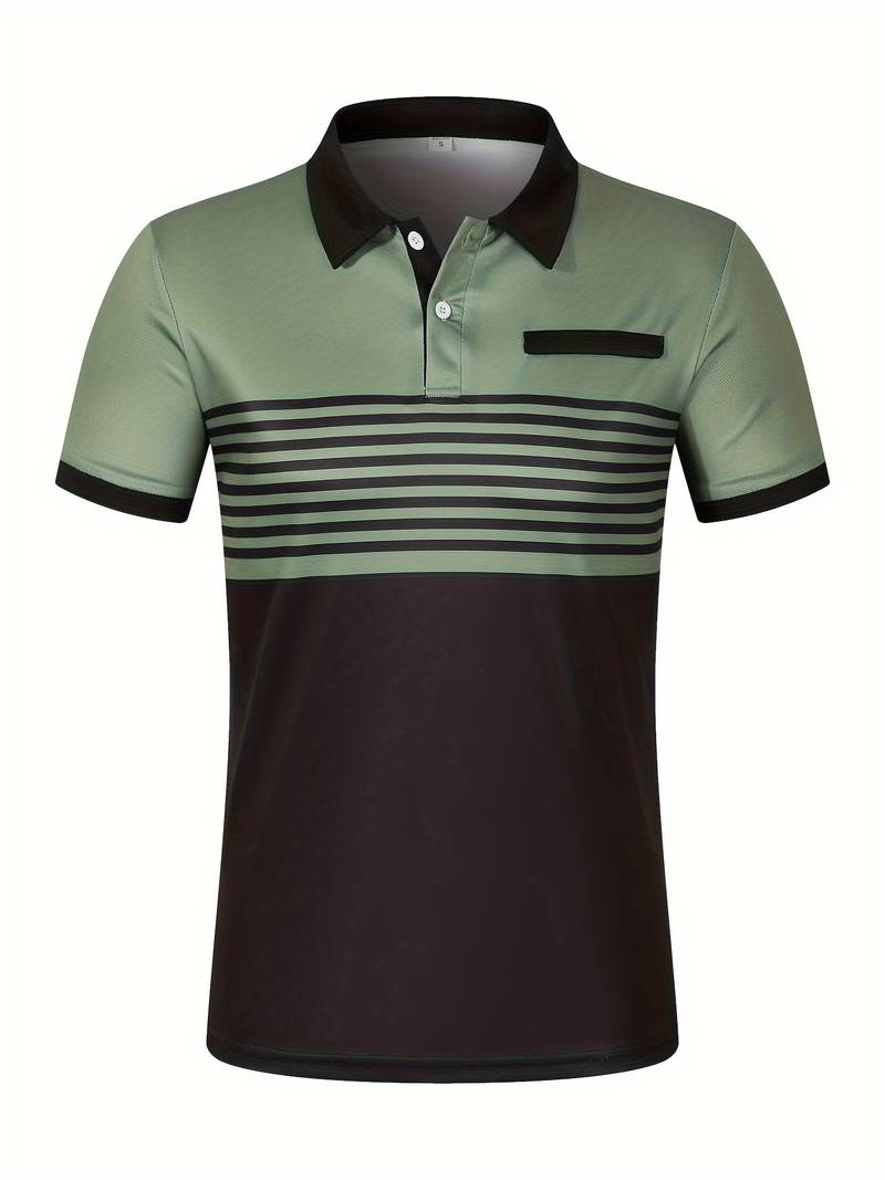 Polo homme à rayures – Chemise à manches courtes avec patte de boutonnage et col contrasté