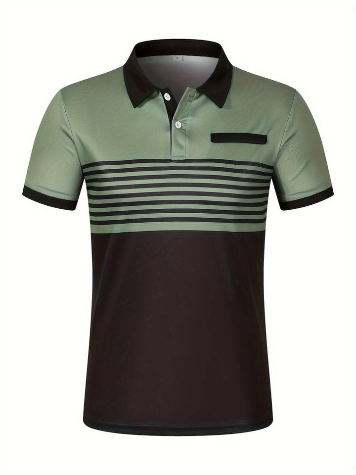 Polo homme à rayures – Chemise à manches courtes avec patte de boutonnage et col contrasté