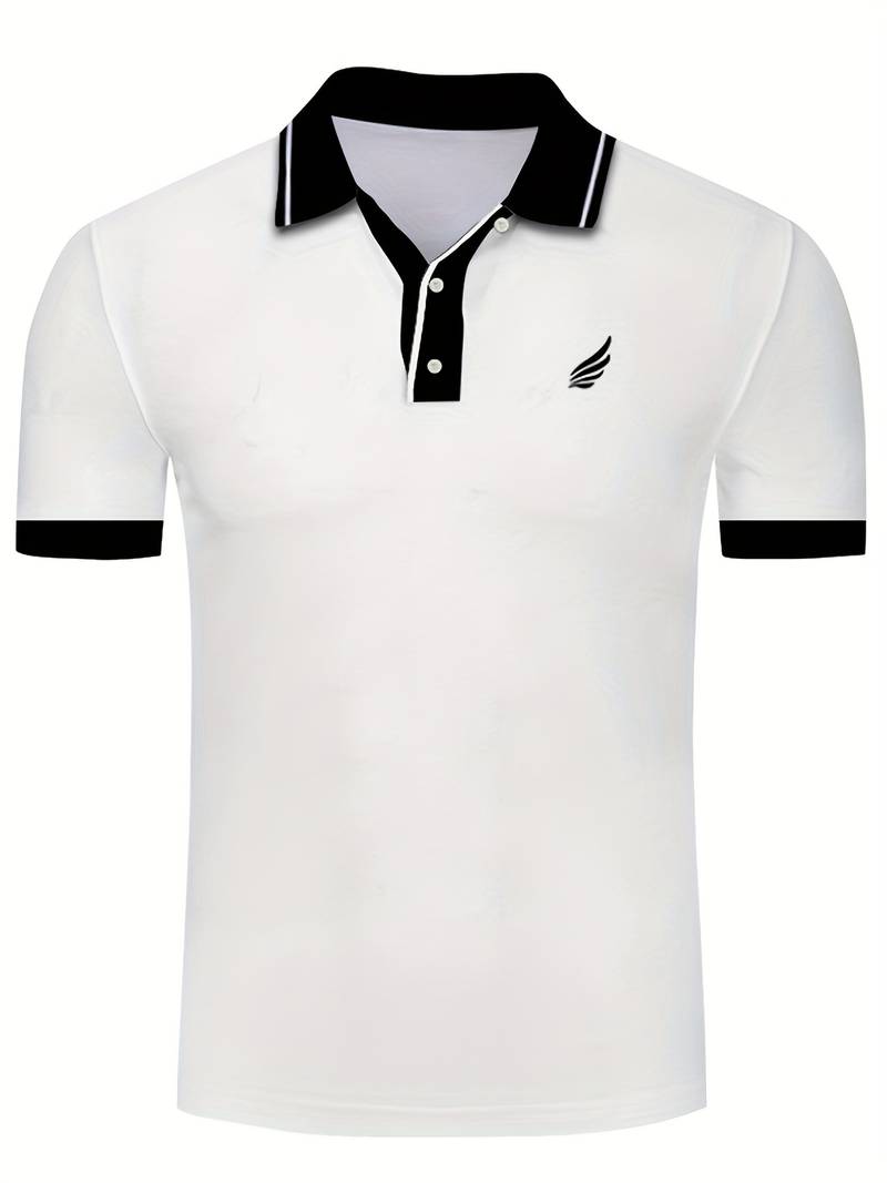 Polo homme avec col contrasté et broderie logo – Polo manches courtes pour loisirs, business casual et tenues d'été