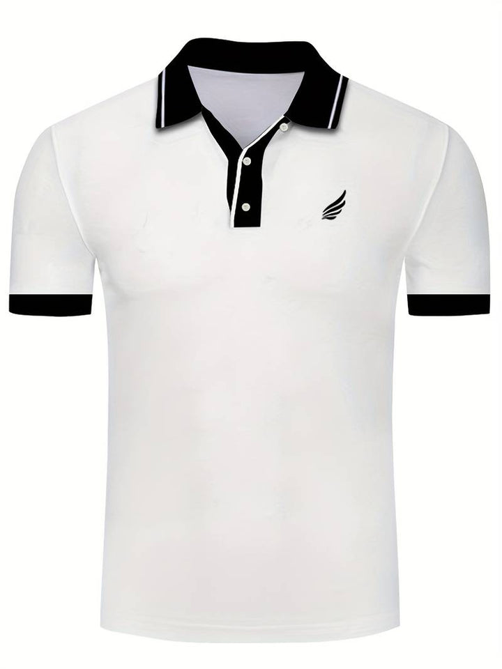 Polo homme avec col contrasté et broderie logo – Polo manches courtes pour loisirs, business casual et tenues d'été