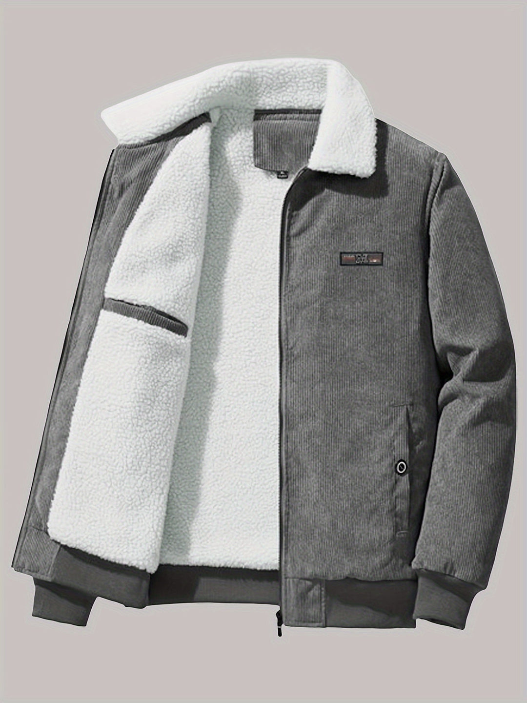 Casual with Label Patch Fleece Lined Winter Jacket for Men | Ideal for winter