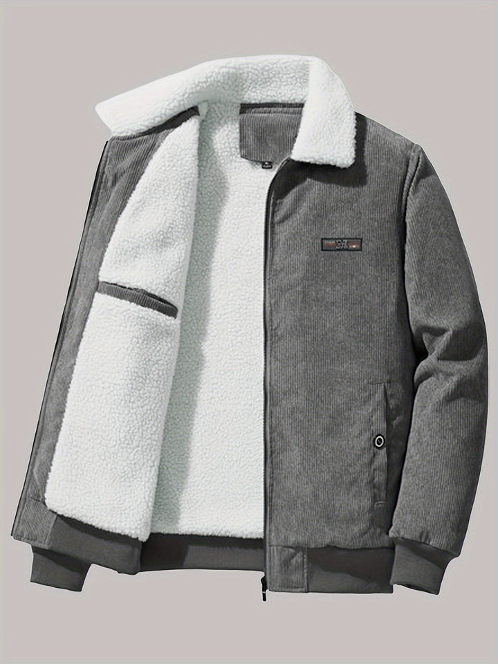 Casual with Label Patch Fleece Lined Winter Jacket for Men | Ideal for winter