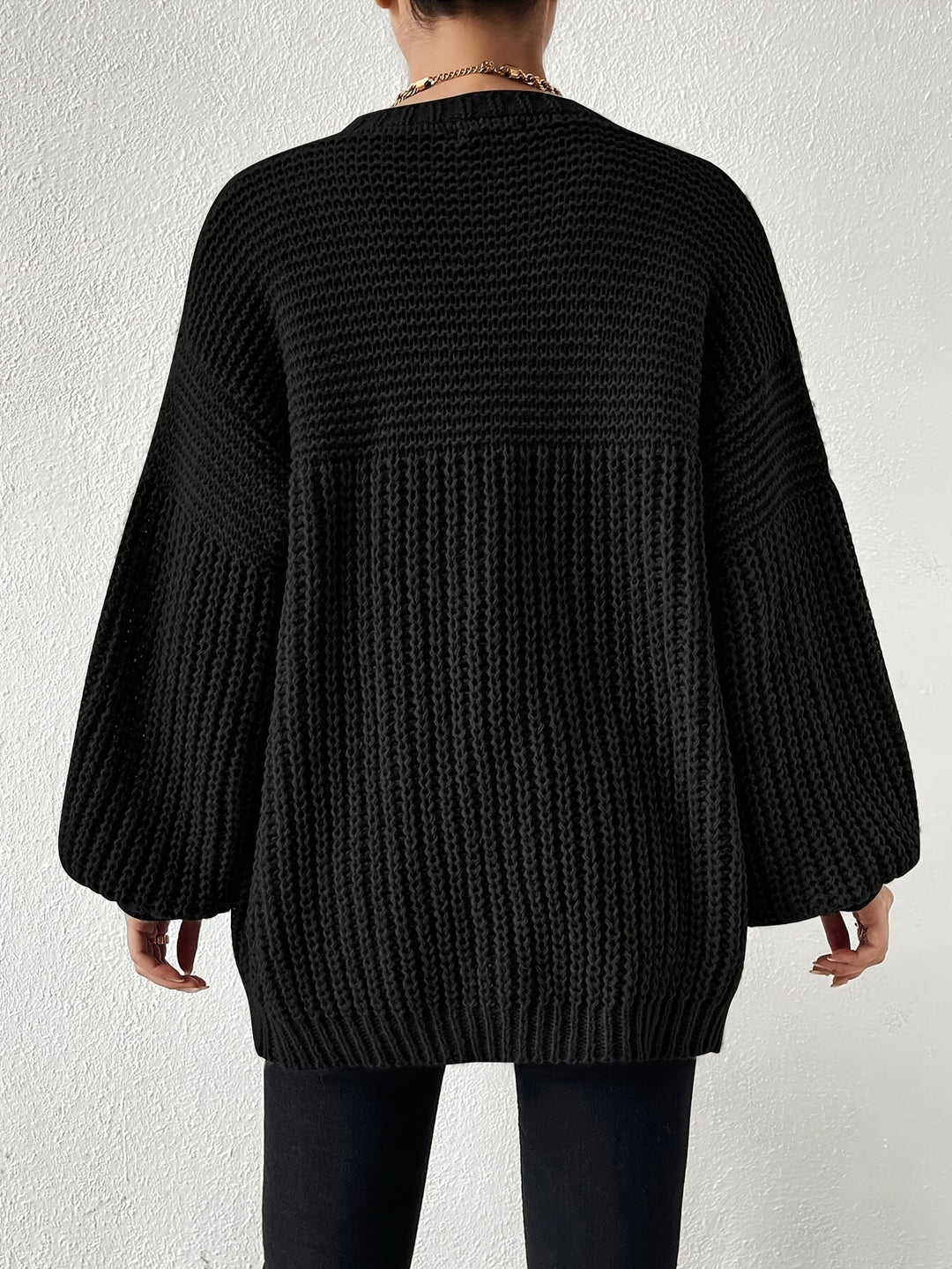 Lässiger gemütlicher grob gestrickter Drop-Shoulder Strickcardigan für Damen | Perfekt für Gemütliche Tage