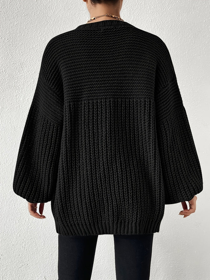 Lässiger gemütlicher grob gestrickter Drop-Shoulder Strickcardigan für Damen | Perfekt für Gemütliche Tage
