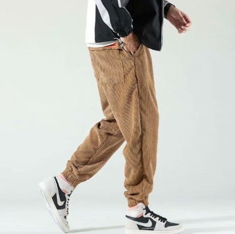 Pantalon en velours côtelé stylé pour hommes – Confortable, décontracté et tendance avec ceinture élastique