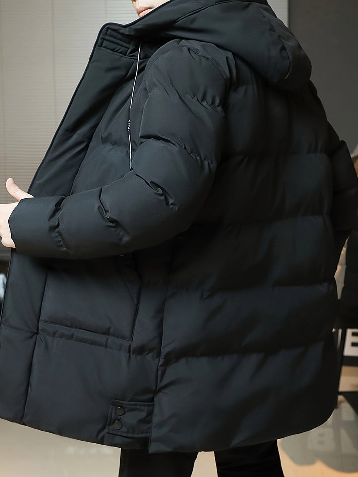Manteau d'hiver long pour homme avec capuche – Parka coupe-vent, doublée pour les jours froids