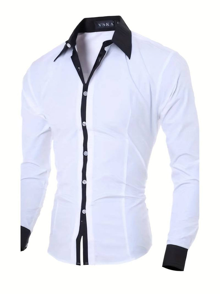 Herren Hemd mit Kontrastkragen – Slim Fit Langarmhemd für Business, Party & Abendveranstaltungen