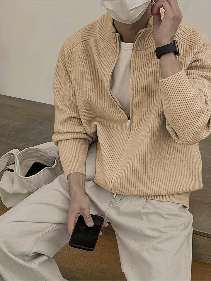 Eddy - Pull homme cardigan en tricot avec fermeture éclair