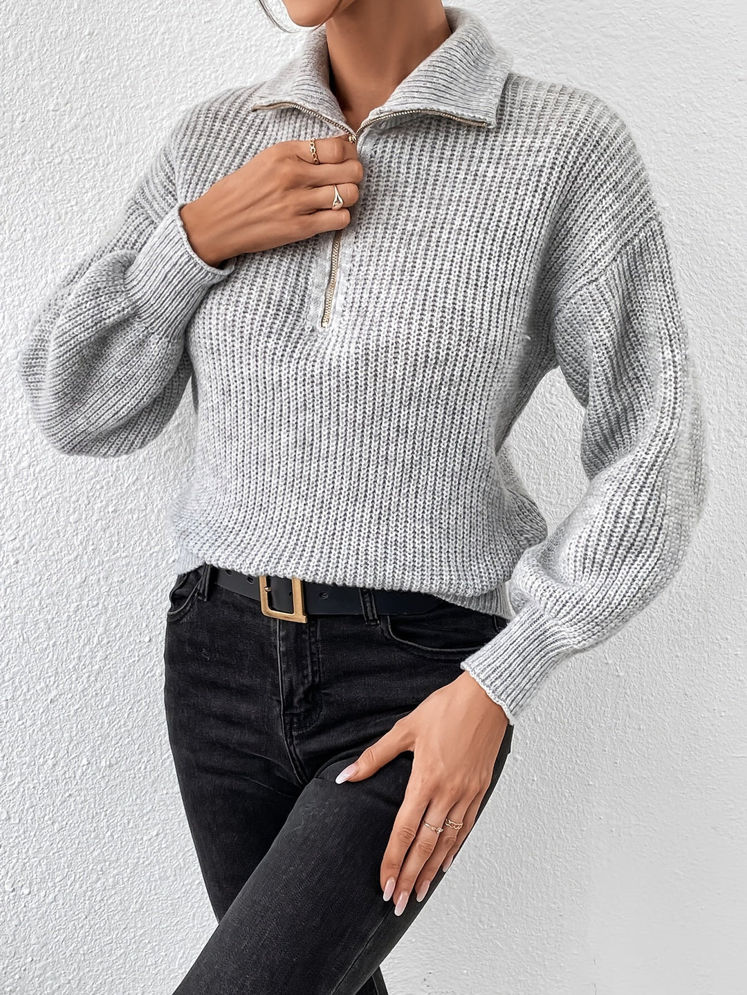 Enid - Lässiger Pullover mit Reißverschluss Damen