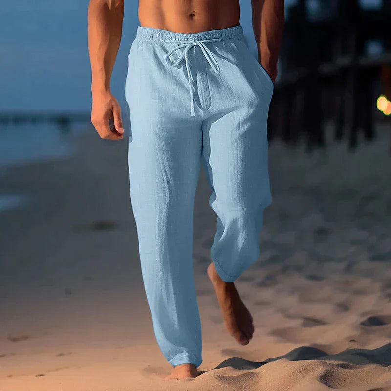Lässige Herren Leinenhose mit Kordelzug – Atmungsaktive Sommerhose für Strand, Freizeit & Urlaub