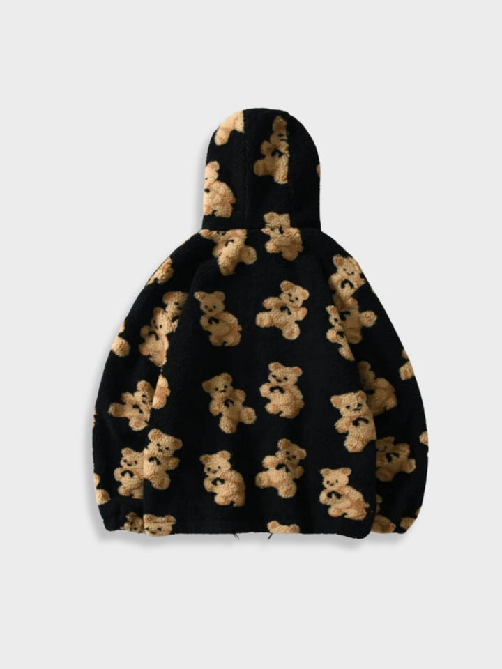 Sweat à capuche en polaire confortable avec imprimé ours pour hommes | Parfait pour les activités de plein air