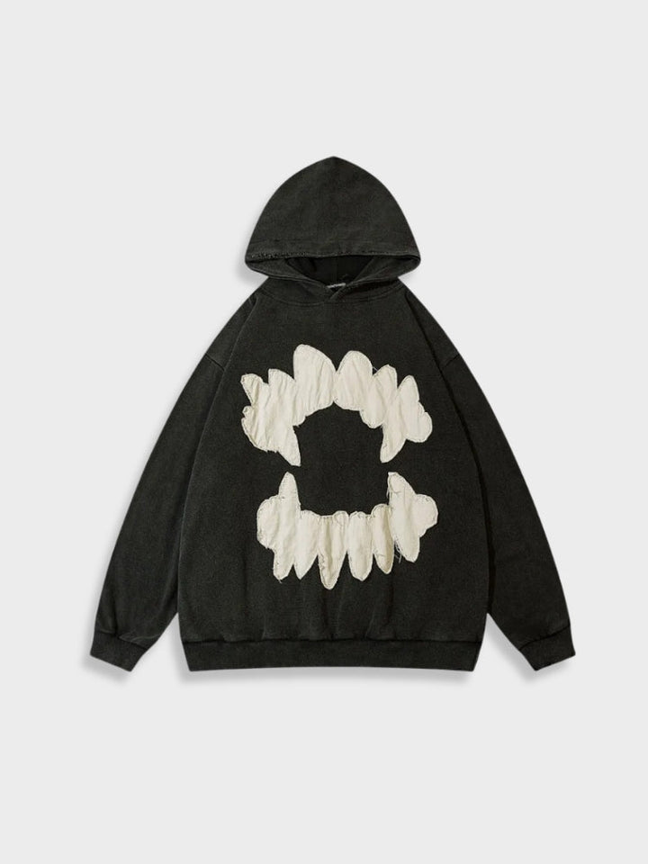 Vintage Fangs Bestickter Hoodie Für Herren | Bequemes Streetwear