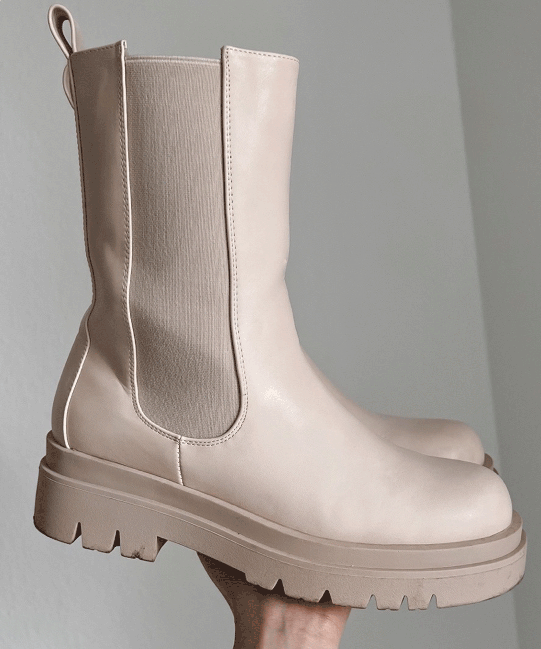 Long beige boots