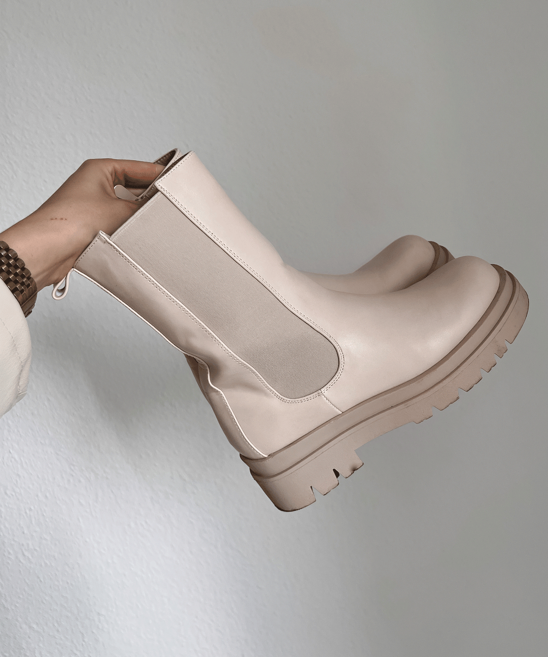 Long beige boots