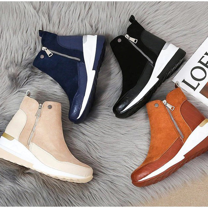 Casual Stiefeletten aus veganem Leder mit Absatz und Reißverschluss für Damen | Perfekt für den Alltag