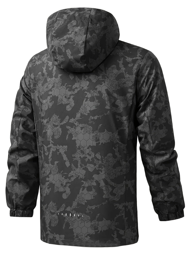 Coupe-vent à capuche motif camouflage chaud pour le printemps pour hommes | Parfait pour les activités de plein air au printemps