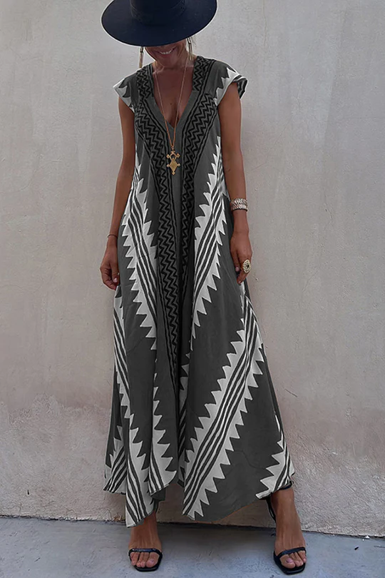 ISA - Robe maxi à imprimé ethnique (en 7 couleurs)