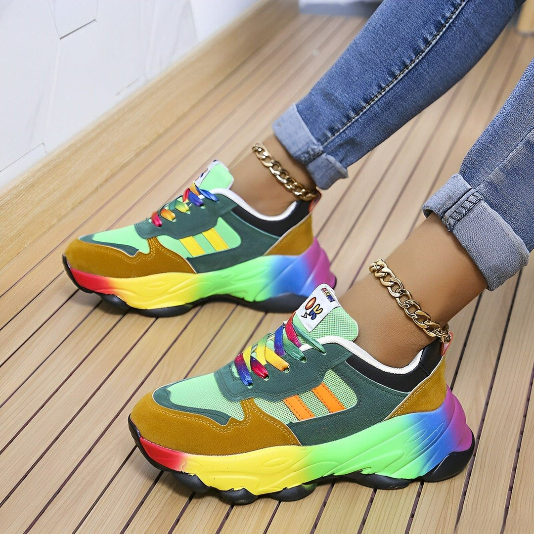 Ellen - bunte klobige Turnschuhe für Damen | Multicolor Design Sneaker Damen