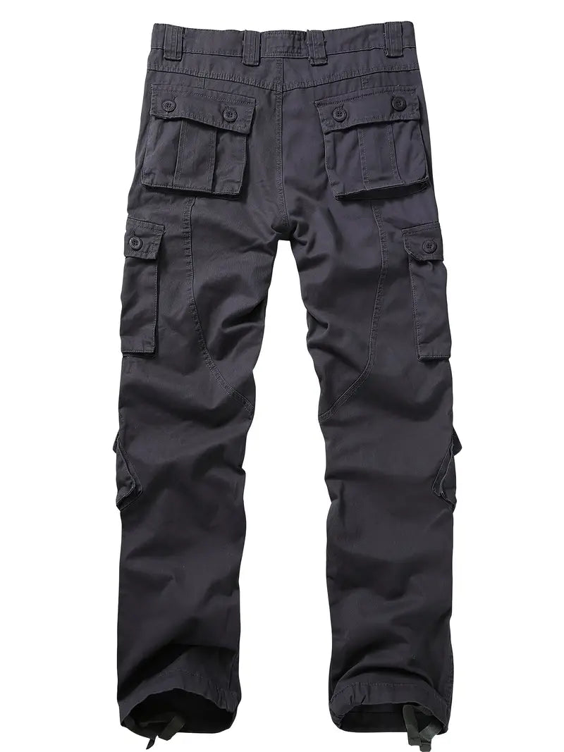 Pantalon cargo homme avec ceinture – Pantalon de loisirs multifonction avec poches et cordon de serrage pour extérieur, travail et quotidien