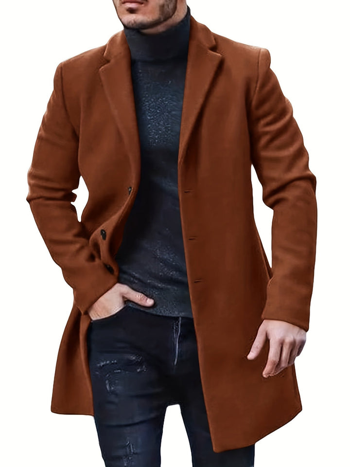 Trench-coat mi-long décontracté à boutons pour hommes | Parfait pour les jours décontractés