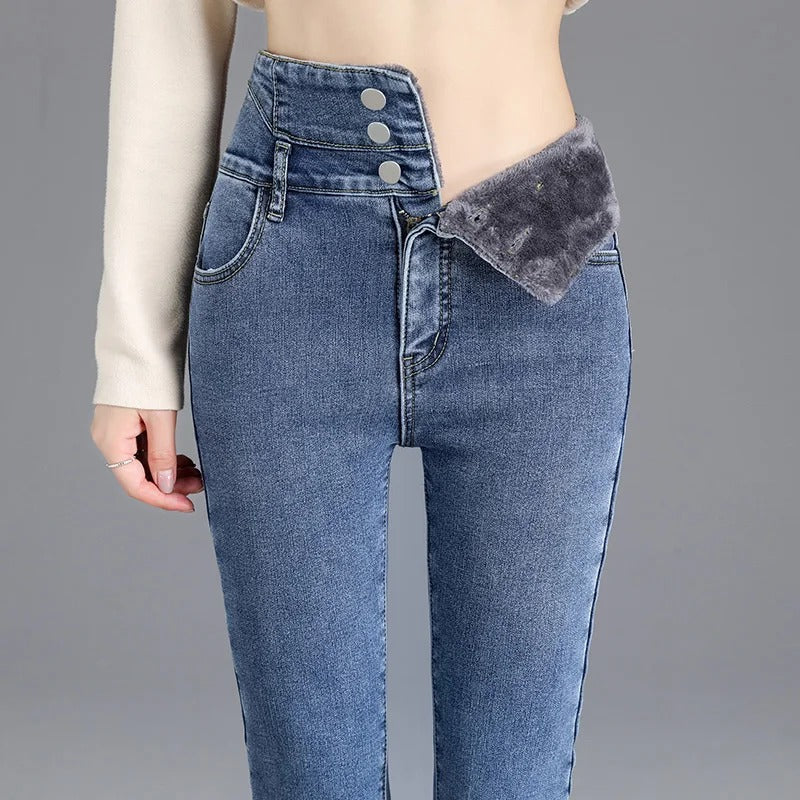 Friedrich – Jean taille haute stylée avec doublure en polaire