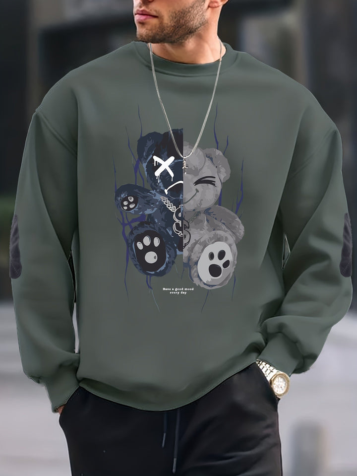 Oversize Sweatshirt mit Bärenmotiv – Streetwear Pullover für Herren mit Print “Have a Good Mood Every Day”