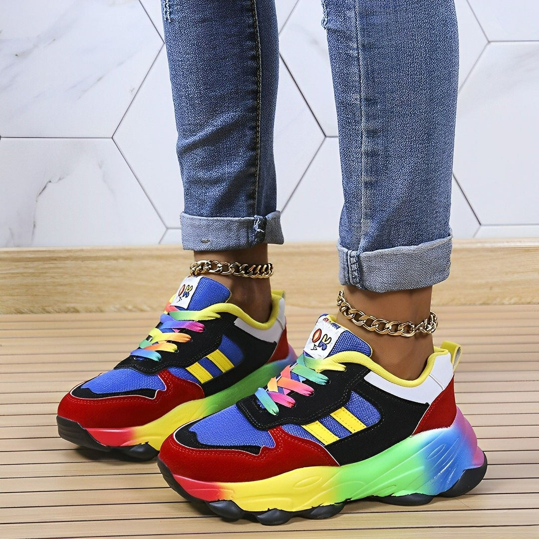 Ellen - bunte klobige Turnschuhe für Damen | Multicolor Design Sneaker Damen