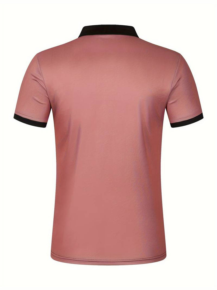 Polo homme à rayures – Chemise à manches courtes avec patte de boutonnage et col contrasté