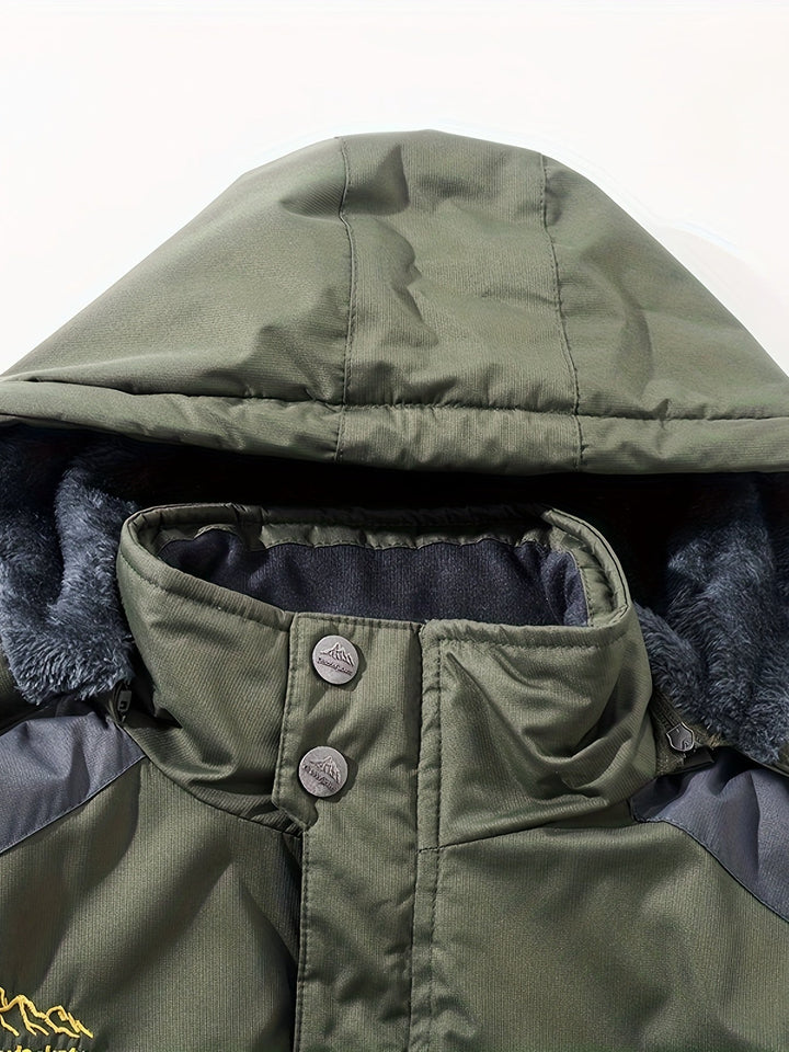 Veste d'hiver pour hommes avec poche à rabat en polaire à fermeture à bouton chaud | Parfait pour les activités de plein air