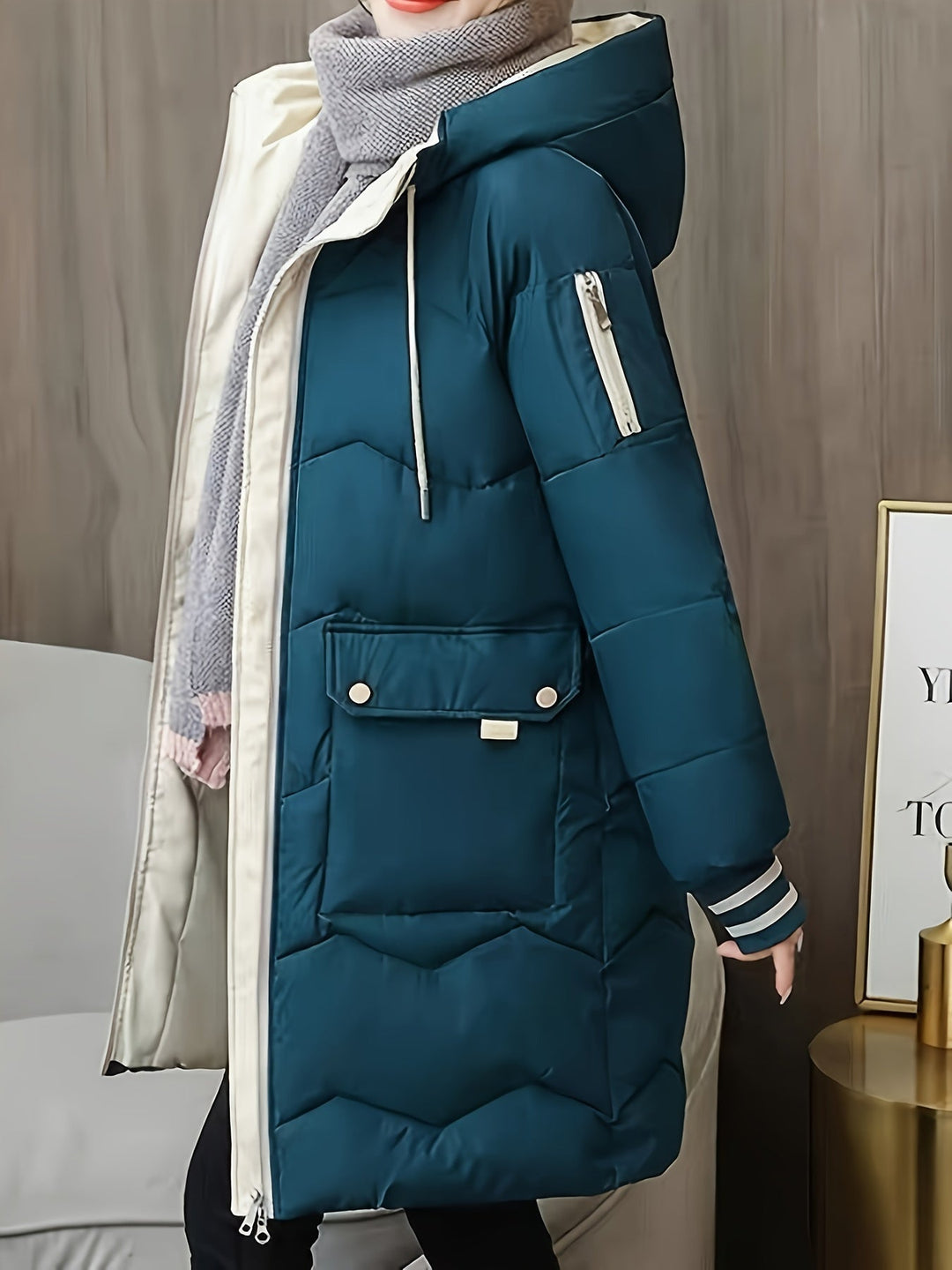 Modische warme Puffer-Winterjacke mit Kapuze für Damen | Perfekt für Winter