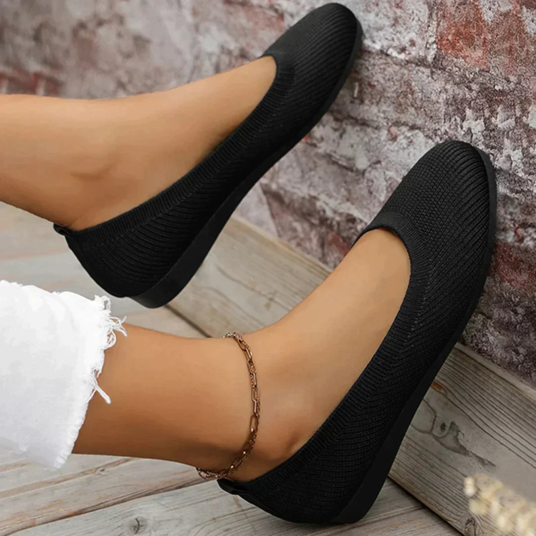 Damen Ballerinas aus Strick – Bequeme Slipper mit runder Spitze & flacher Sohle