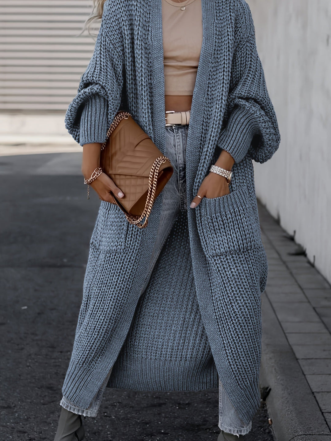 Lässiger Strickcardigan aus Wolle mit Taschen für Damen | Perfekt für den Alltag