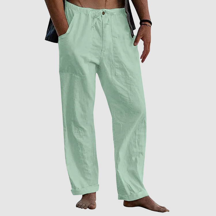 Casper - Pantalons de plage en lin pour hommes, coupe décontractée